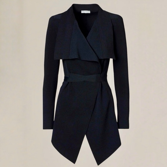 SCANLAN THEODORE Crepe Knit Navy Draped Front Jacket - NEW WITH TAGS - XS - Picture 1 of 5